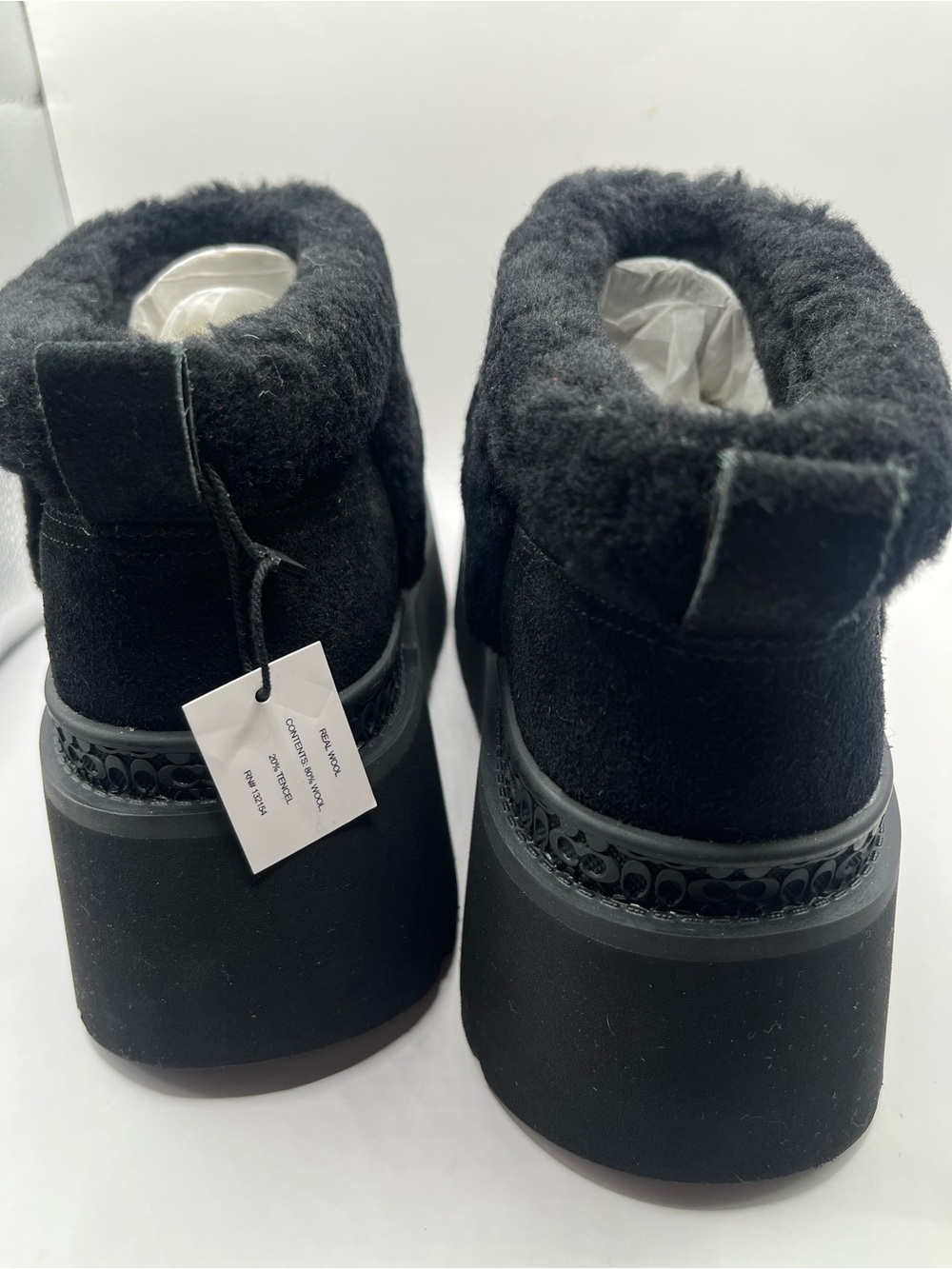 Coach New Women's 8B Black Signature Shearling Slip-On Booties - Picture 5 of 6
